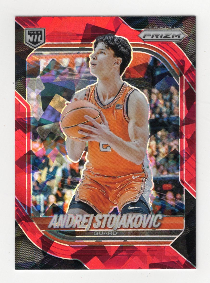 2025-26 Panini Prizm Andrej Stojakovic Card Red Ice Prizm Illinois