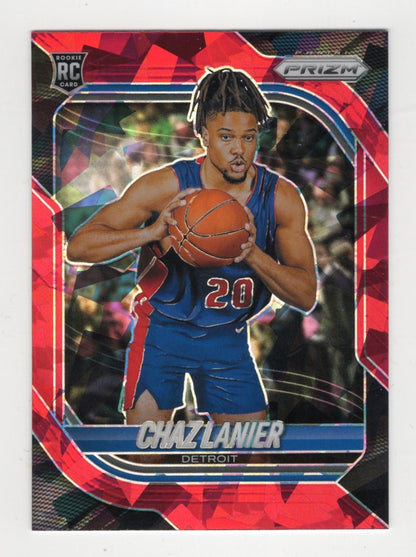 2025-26 Panini Prizm Chaz Lanier Card Red Ice Prizm RC Detroit Pistons