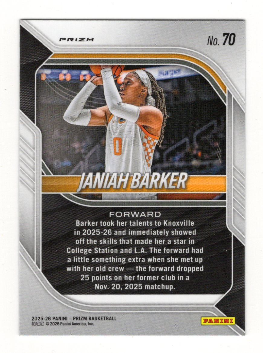 2025-26 Panini Prizm Janiah Barker Card Green Prizm Tennessee Volunteers
