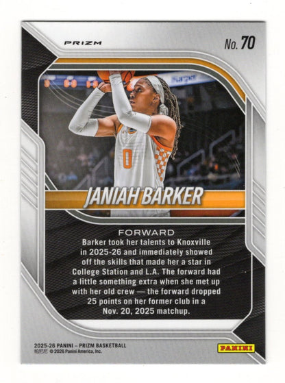 2025-26 Panini Prizm Janiah Barker Card Green Prizm Tennessee Volunteers