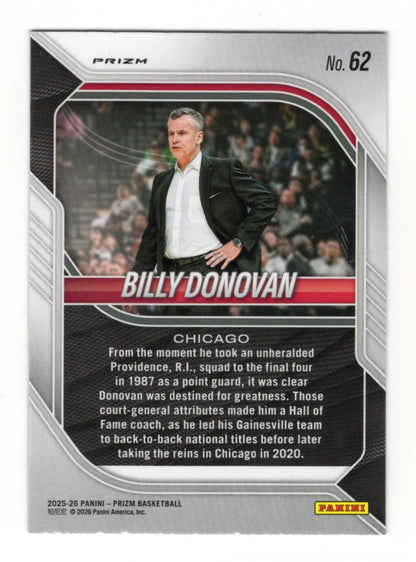 2025-26 Panini Prizm Billy Donovan Card Silver Prizm Chicago Bulls