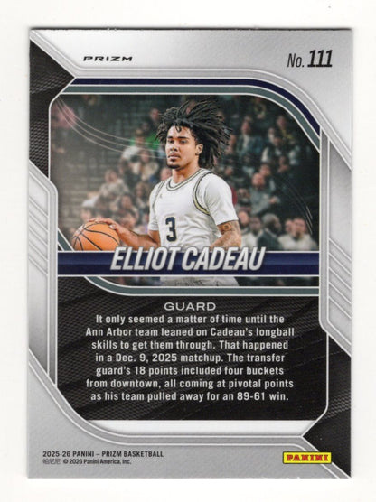 2025-26 Panini Prizm Elliot Cadeau Card Red Ice Prizm Michigan Wolverines