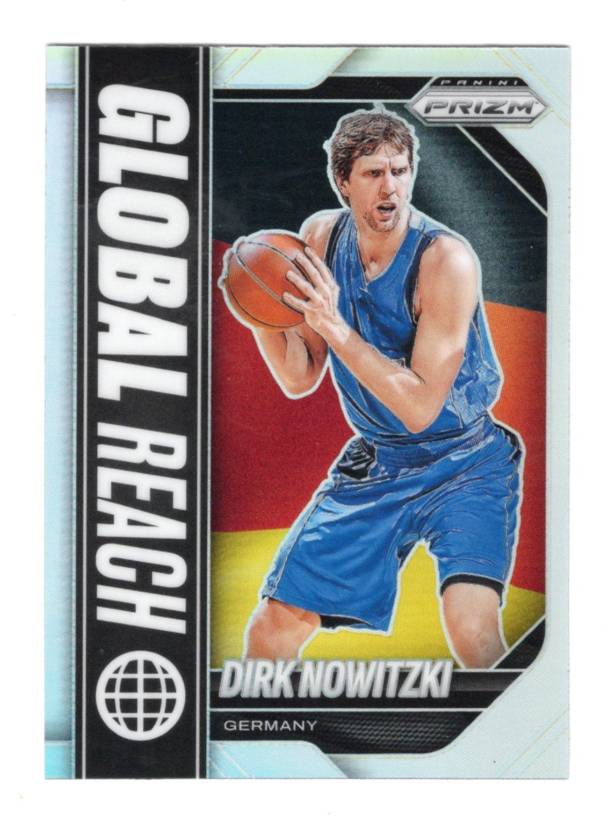 2025-26 Panini Prizm Dirk Nowitzki Card Global Reach Prizm Silver Mavericks