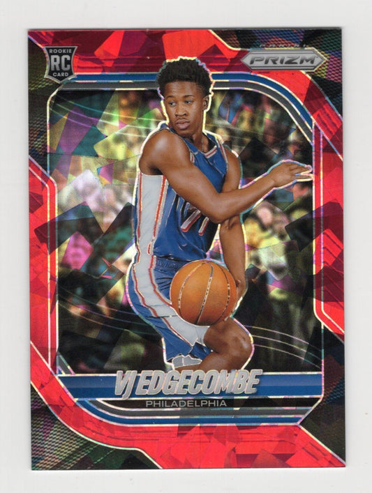 2025-26 Panini Prizm VJ Edgecombe Card Red Ice Prizm RC Philadelphia 76ers