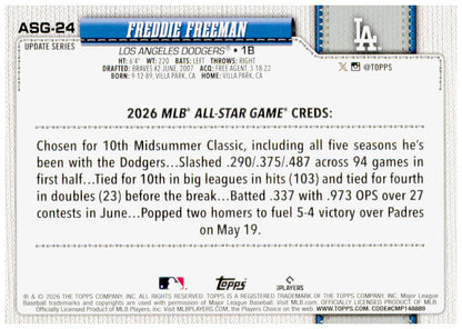 2026 Topps Update All-Star Game Freddie Freeman Rainbow Foil #ASG-24 Dodgers