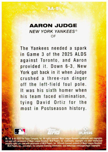 2026 Topps Update Aaron Judge Card Autumn Ascensions New York Yankees