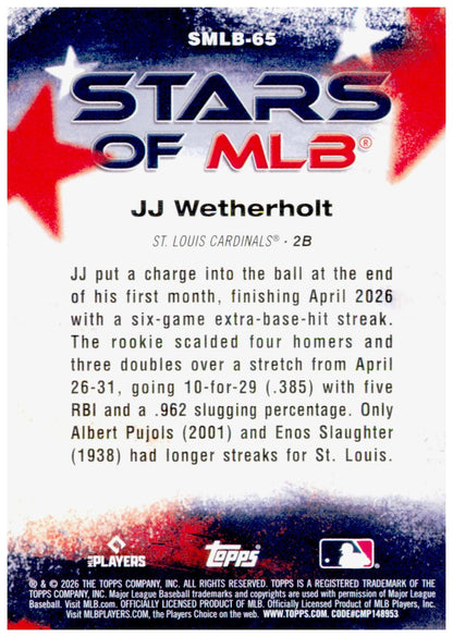 2026 Topps Update JJ Wetherholt Card Stars of MLB St. Louis Cardinals