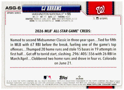 2026 Topps Update CJ Abrams All-Star Game Rainbow Foil Nationals #ASG-6 Holo