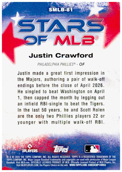 2026 Topps Update Justin Crawford Card Stars of MLB Philadelphia Phillies
