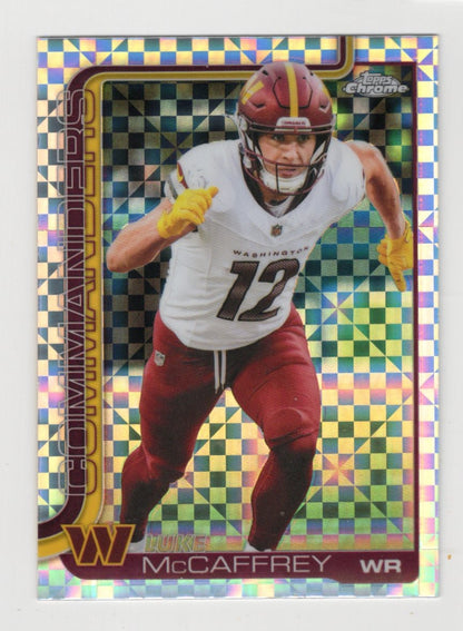 2025 Topps Chrome Luke McCaffrey Card X-Fractor Washington Commanders