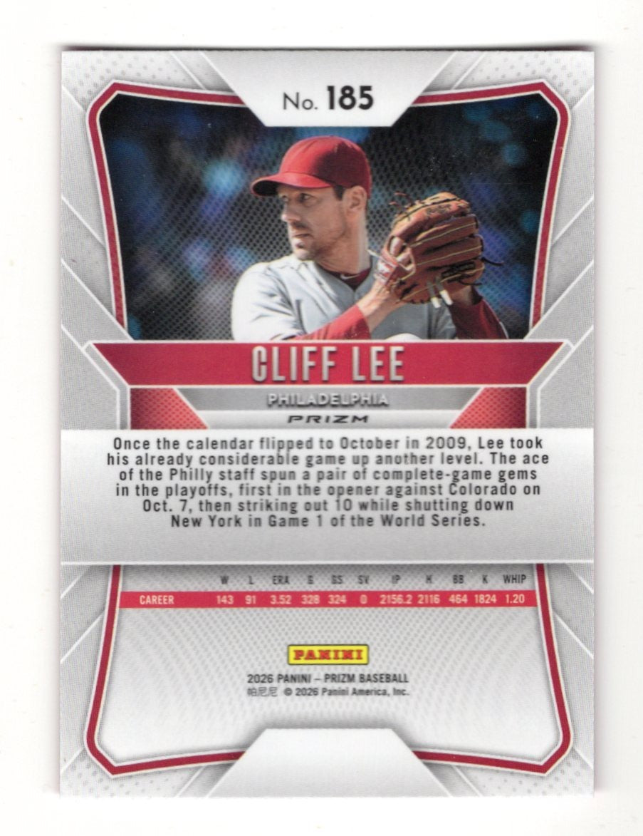 2026 Panini Prizm Cliff Lee Card Pink Ice Prizm Philadelphia Phillies