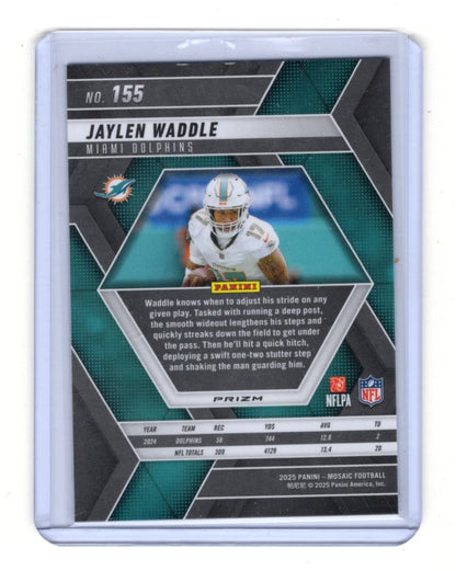 2025 Panini Mosaic Jaylen Waddle Card Silver Miami Dolphins