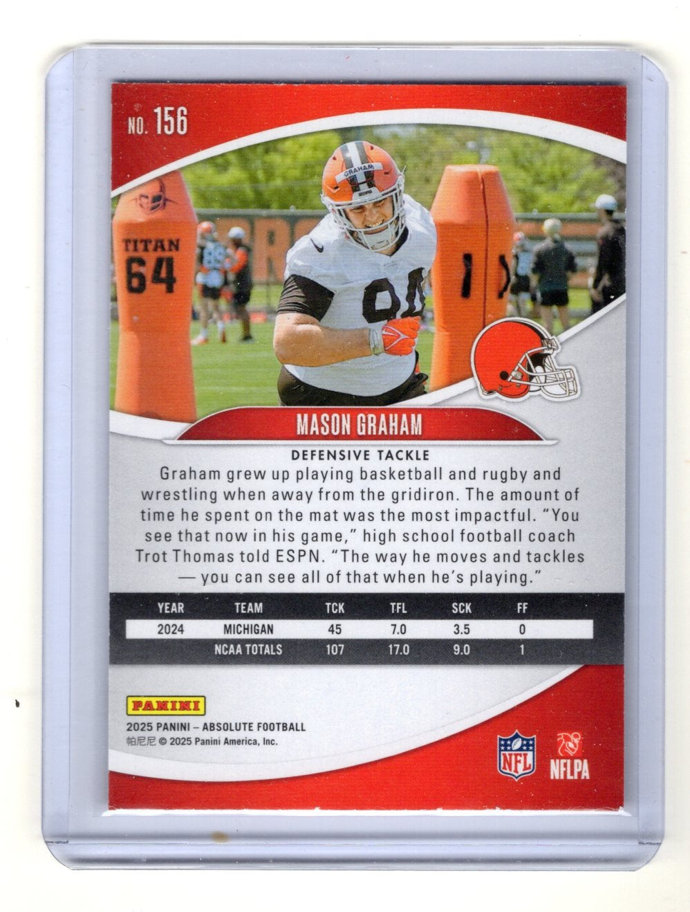 2025 Panini Absolute Mason Graham Card SN, RC Cleveland Browns