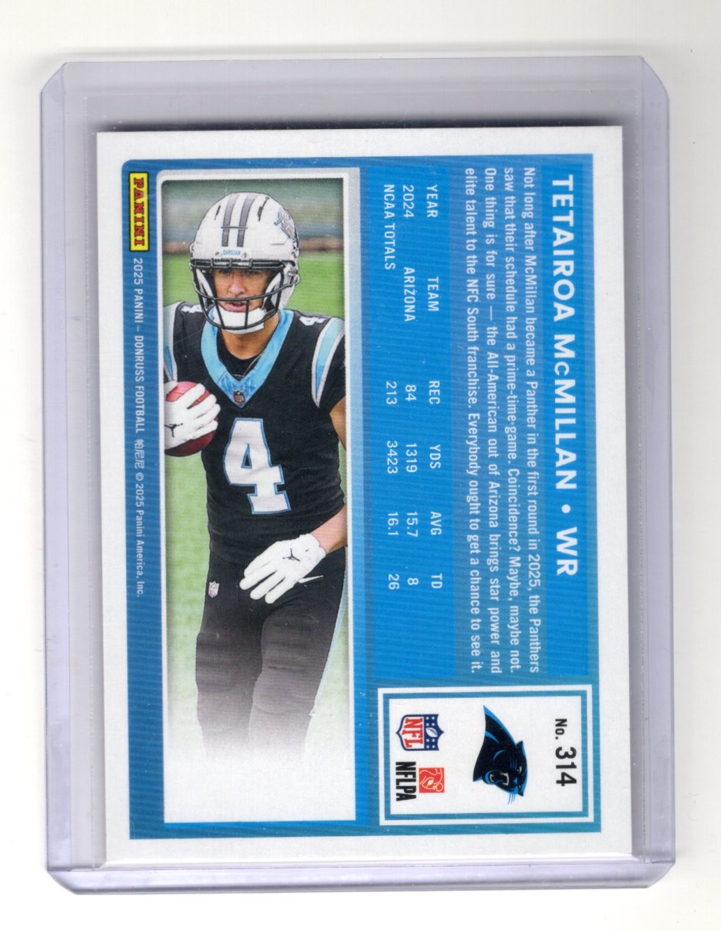 2025 Donruss Tetairoa McMillan Card Press Proofs Purple RC Carolina Panthers