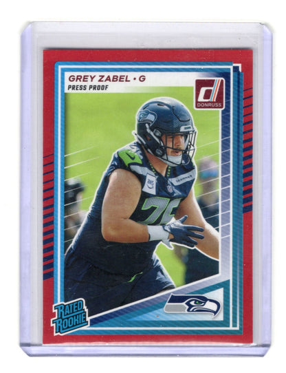 2025 Donruss Grey Zabel Card Press Proofs Purple RC Seattle Seahawks