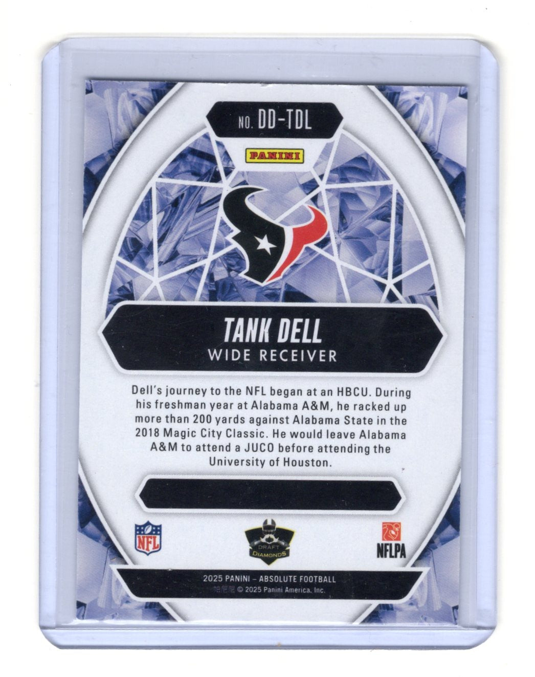 2025 Panini Absolute Tank Dell Card Draft Diamonds Houston Texans