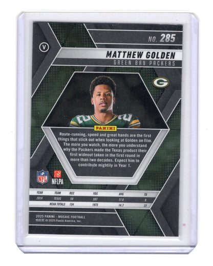 2025 Panini Mosaic Matthew Golden Card RC Green Bay Packers