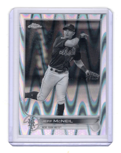 2022 Topps Chrome Sonic Jeff McNeil Card Black & White RayWave New York Mets