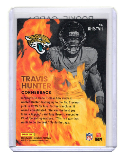 2025 Donruss Travis Hunter Card Red Hot Rookies Jacksonville Jaguars