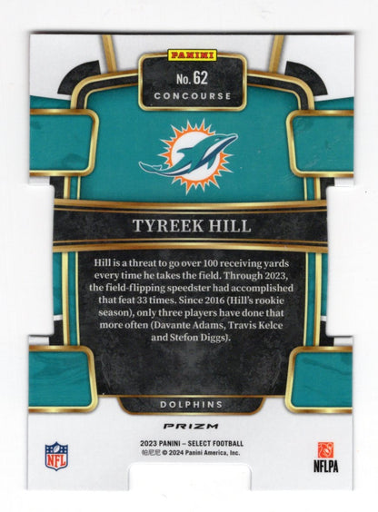 2023 Panini Select Tyreek Hill Card Black and Green Prizm Die Cut Miami Dolphins