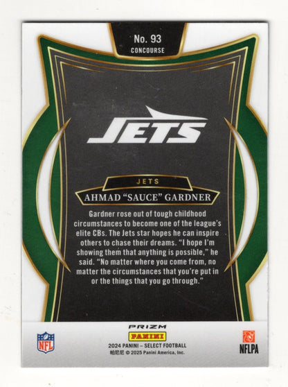 2024 Panini Select Ahmad "Sauce" Gardner Card Black & Red Prizm Shock  Jets