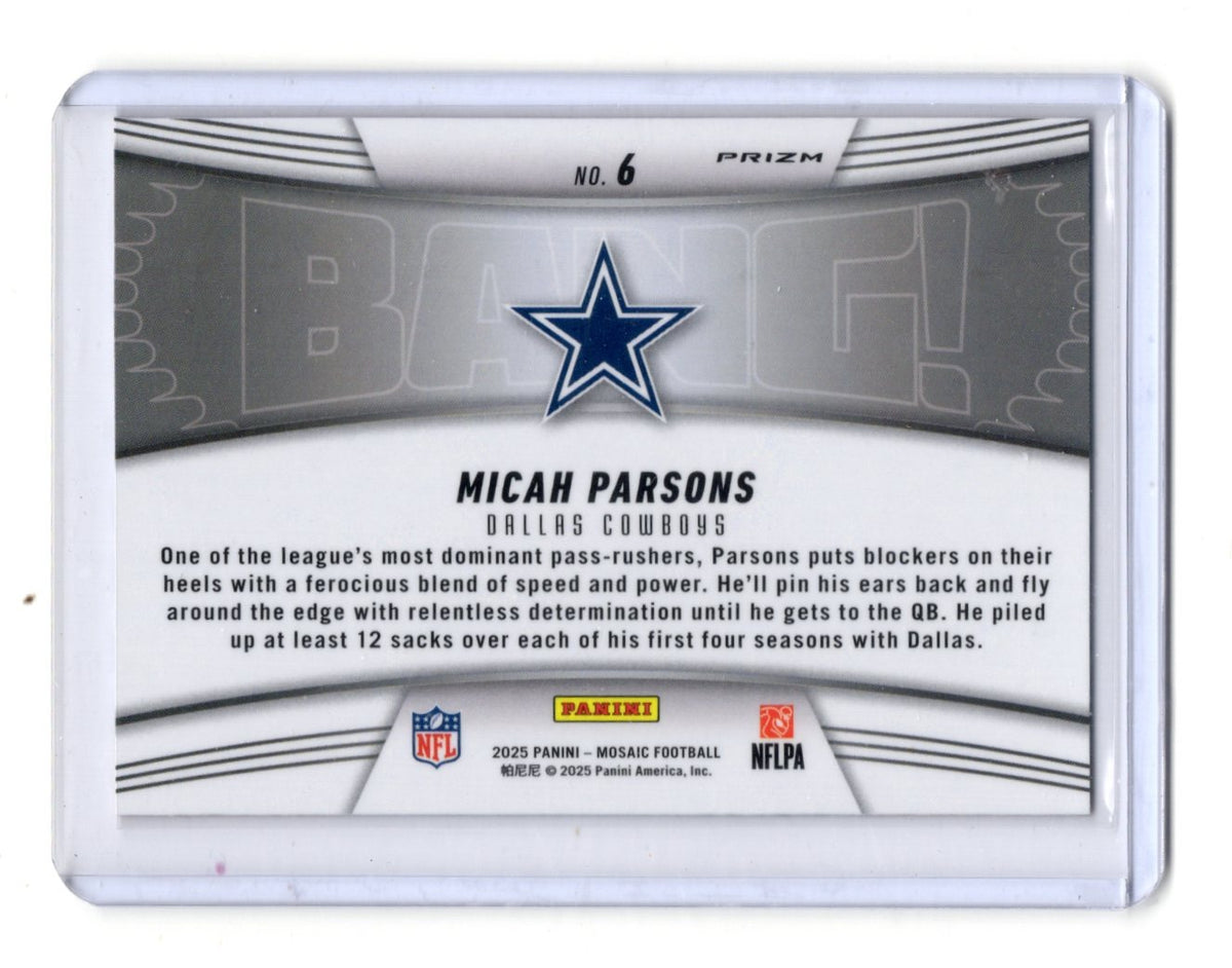 2025 Panini Mosaic Micah Parsons Card Bang! Mosaic Green Dallas Cowboys