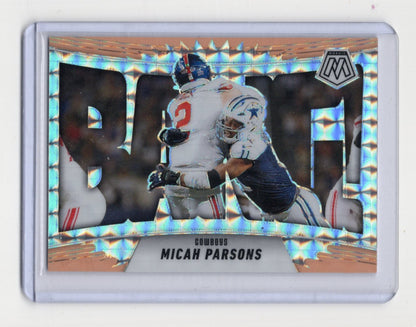 2025 Panini Mosaic Micah Parsons Card Bang! Mosaic Green Dallas Cowboys