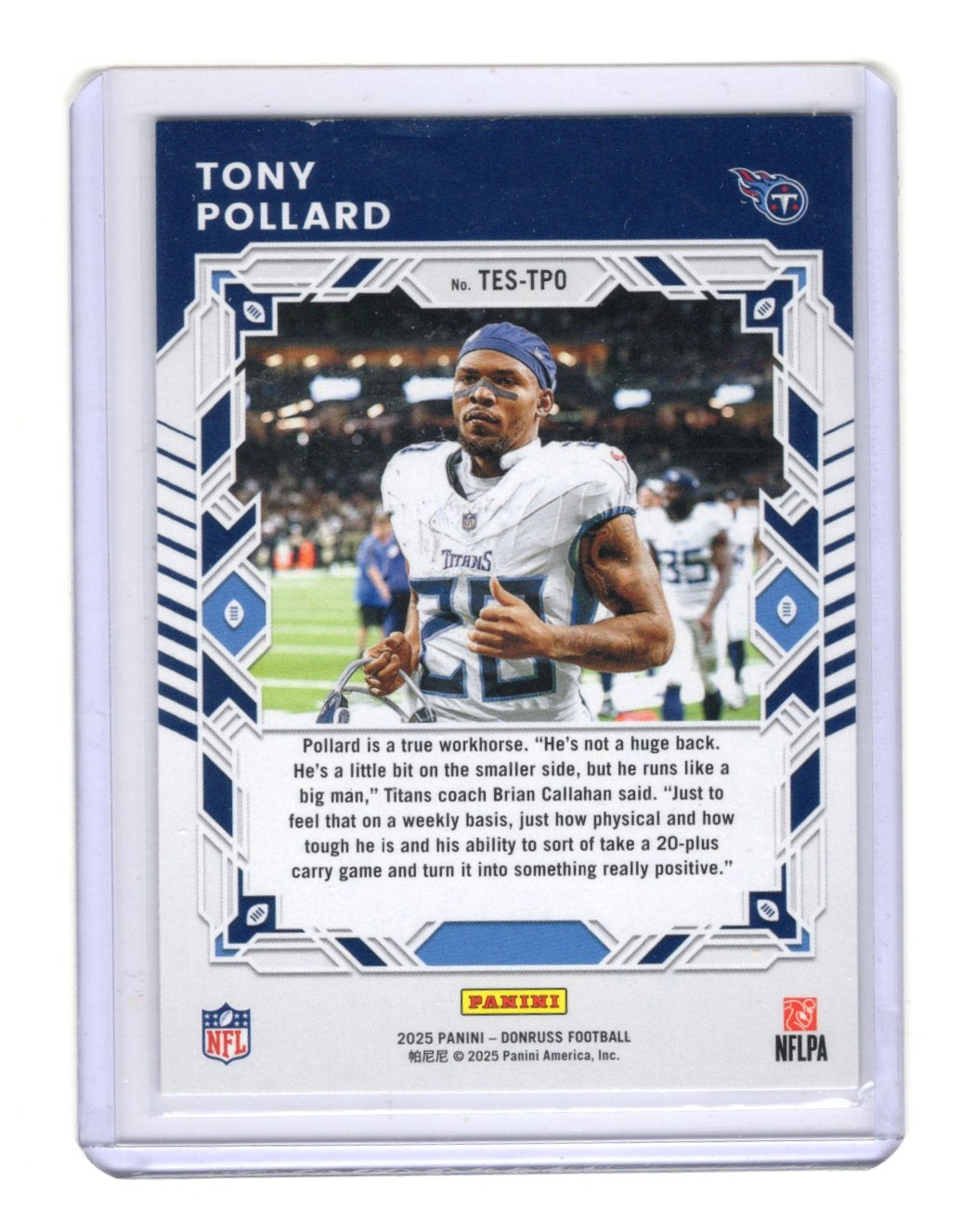 2025 Donruss Tony Pollard Card Elite Series Tennessee Titans