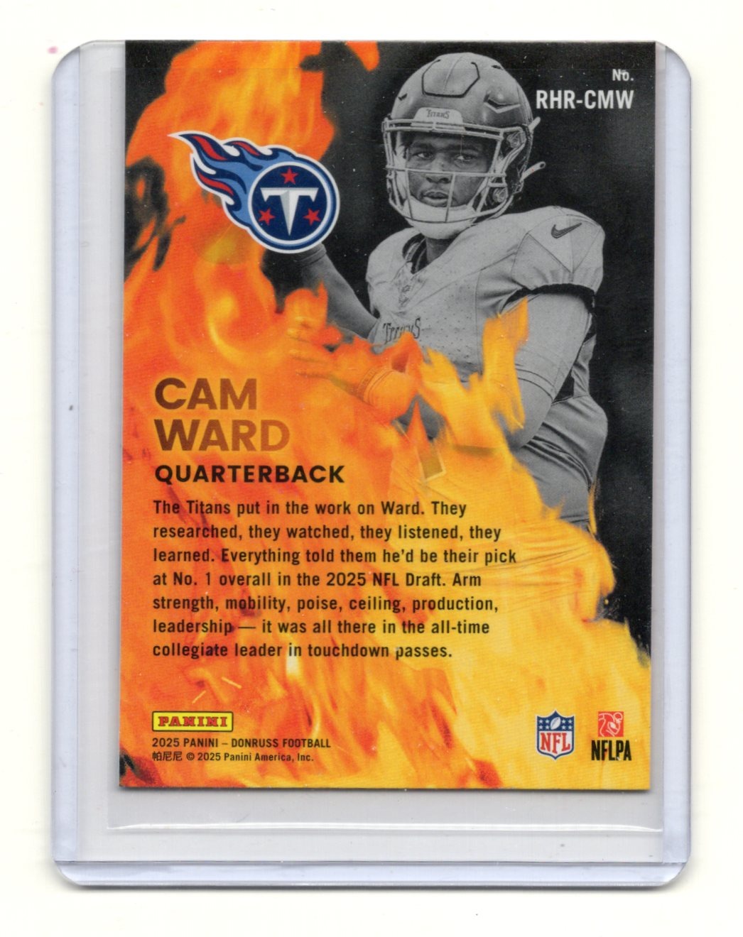 2025 Donruss Cam Ward Card Red Hot Rookies Tennessee Titans
