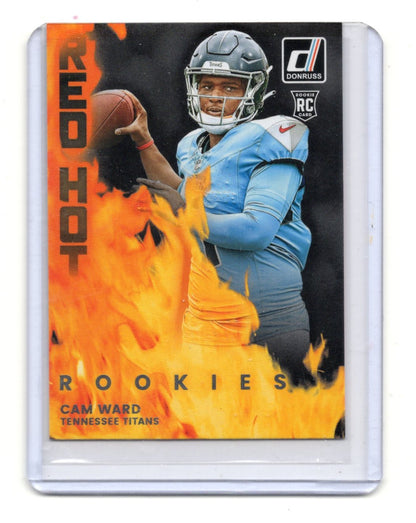 2025 Donruss Cam Ward Card Red Hot Rookies Tennessee Titans