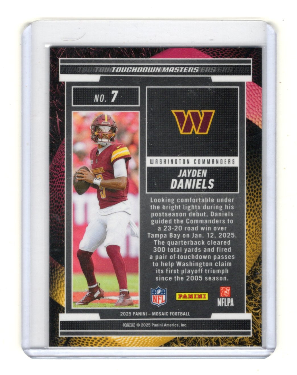 2025 Panini Mosaic Jayden Daniels Card Touchdown Masters Washington Commanders
