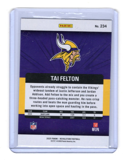 2025 Panini Revolution Tai Felton Card Orange Levels SN Minnesota Vikings