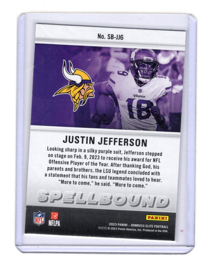 2023 Donruss Elite Justin Jefferson Card Spellbound Green Minnesota Vikings