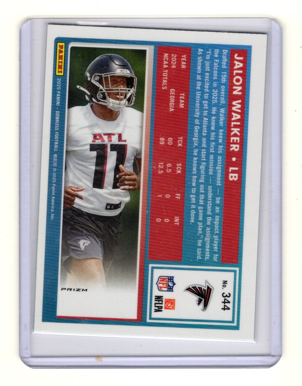 2025 Donruss Optic Jalon Walker Rated Rookie #344 Red Green Prizm Falcons RC