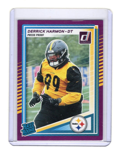 2025 Donruss Derrick Harmon Card Press Proofs Purple RC Pittsburgh Steelers