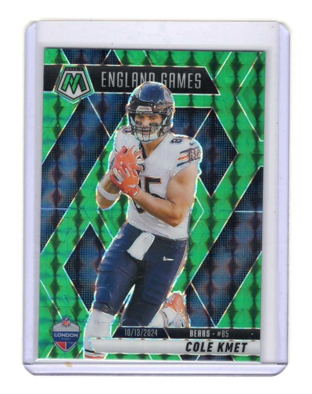 2025 Panini Mosaic Cole Kmet Card Mosaic Green Chicago Bears
