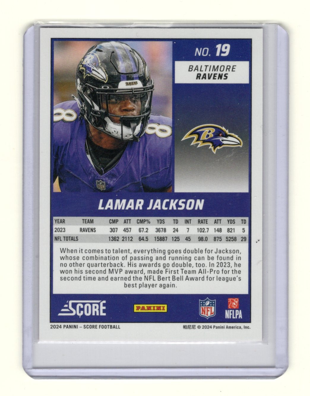 2024 Score Lamar Jackson Card Ellipse SN Baltimore Ravens