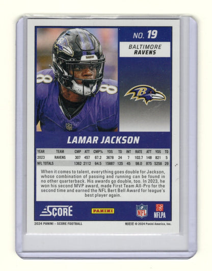 2024 Score Lamar Jackson Card Ellipse SN Baltimore Ravens