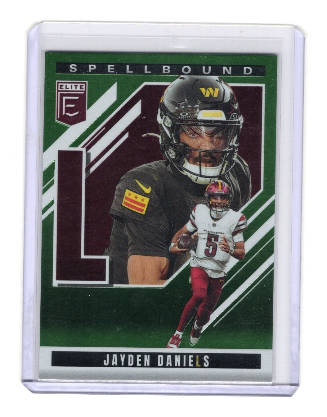 2025 Panini Donruss Elite Jayden Daniels Spellbound Green "L" #13 Commanders