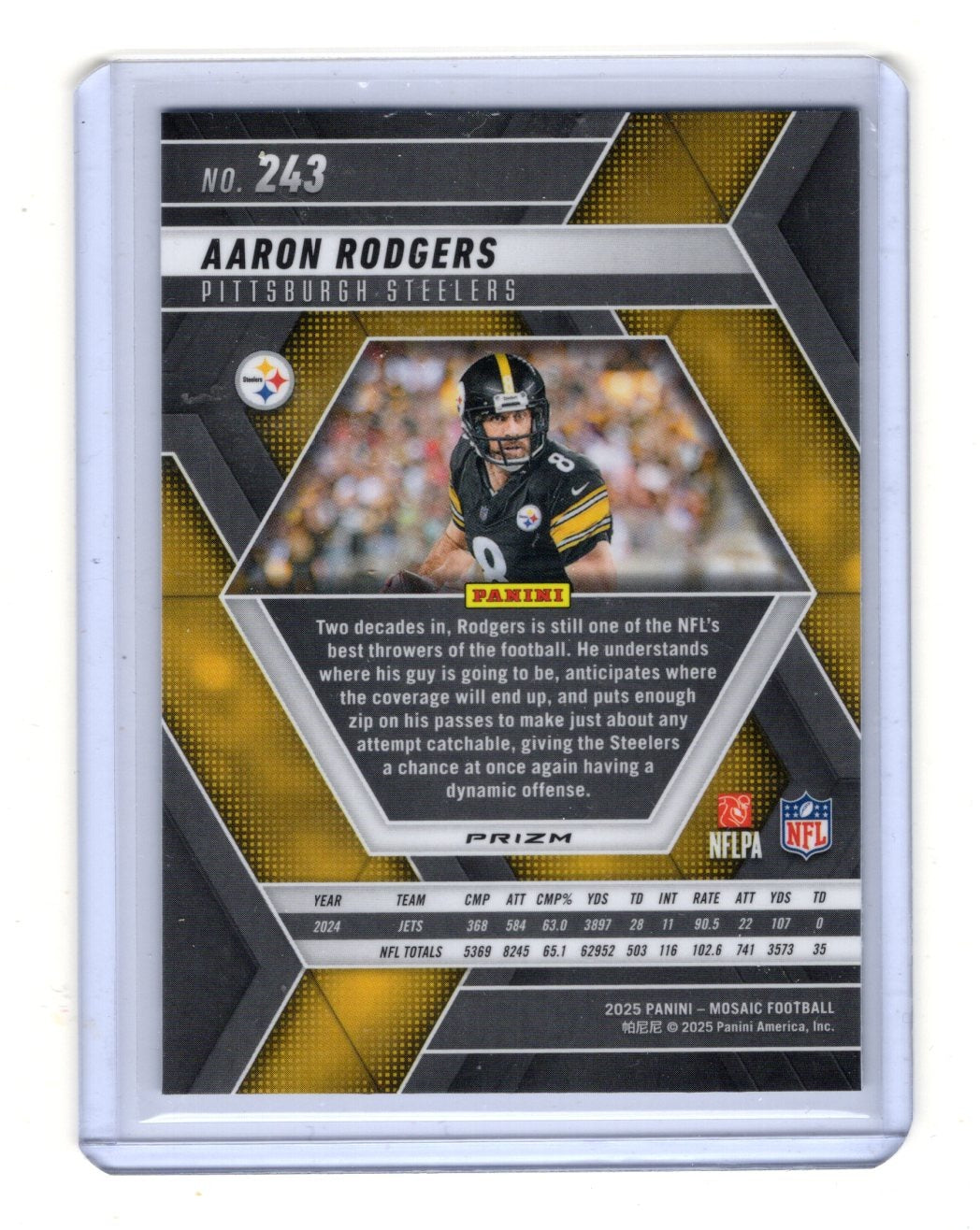 2025 Panini Mosaic Aaron Rodgers Card Mosaic Green Pittsburgh Steelers