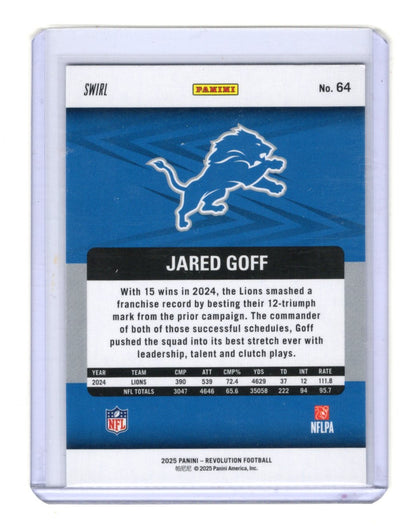 2025 Panini Revolution Jared Goff Card Red Swirl Detroit Lions
