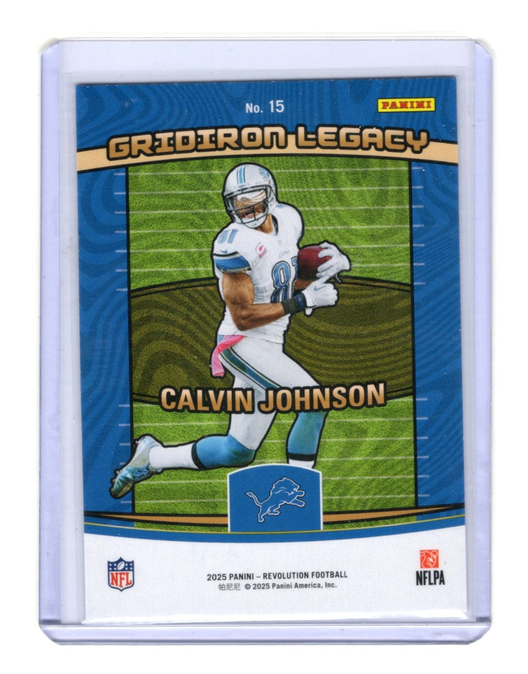 2025 Panini Revolution Calvin Johnson Card Gridiron Legacy Detroit Lions