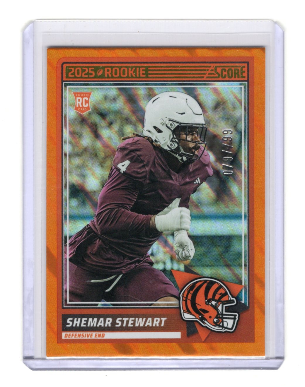 2025 Panini Score Shemar Stewart Orange /99 #79 Bengals RC Rookie Card SP