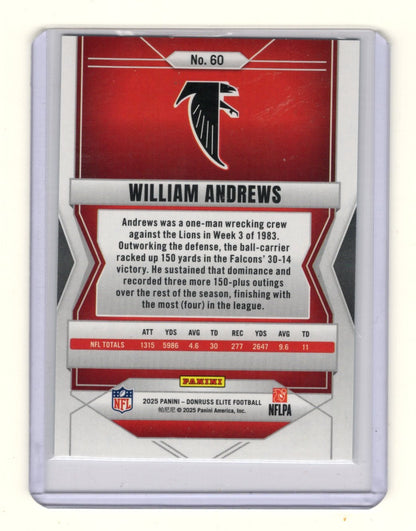 2025 Donruss Elite William Andrews Card Aspirations Lime Green Falcons