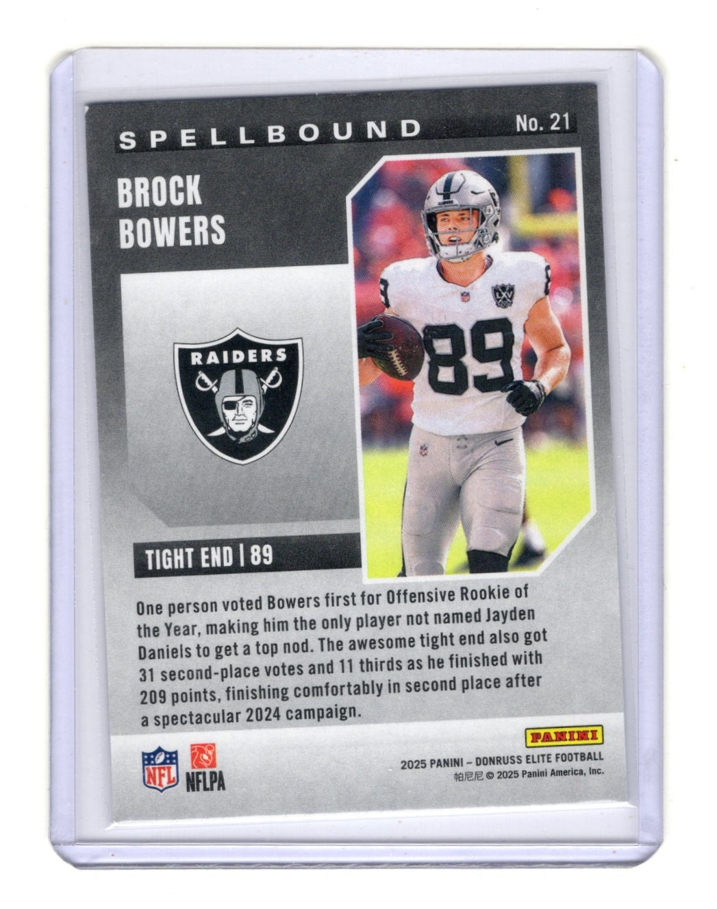 2025 Donruss Elite Brock Bowers Card Spellbound Retail Las Vegas Raiders