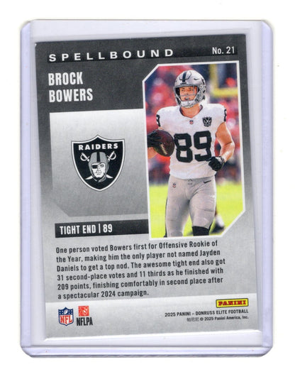 2025 Donruss Elite Brock Bowers Card Spellbound Retail Las Vegas Raiders