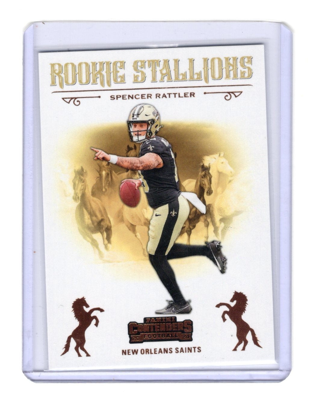 2024 Panini Contenders Spencer Rattler Card Rookie Stallions New Orleans Saints