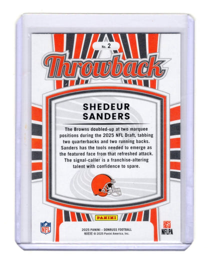 2025 Donruss Shedeur Sanders Card Rated Rookies Throwback Cleveland Browns