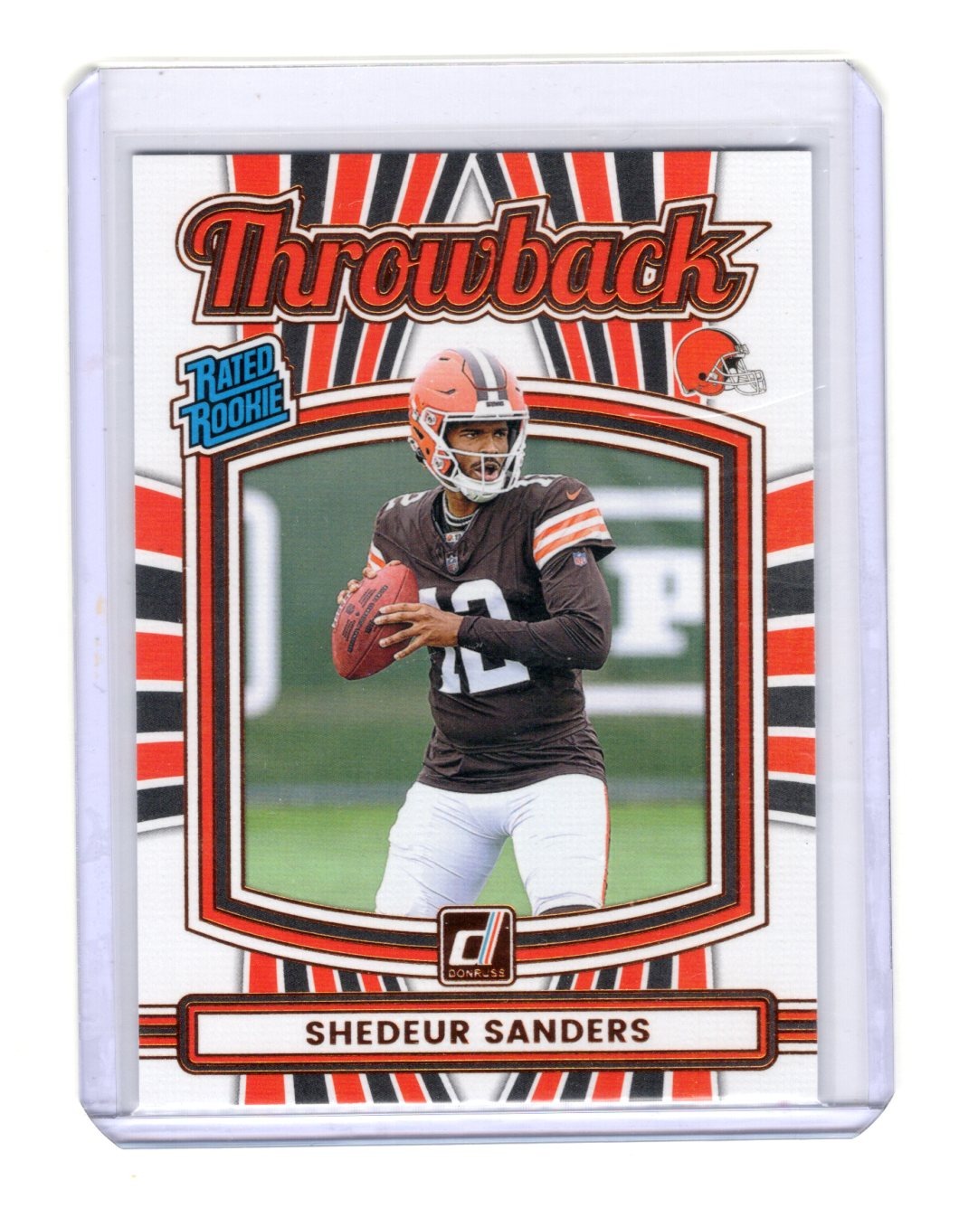 2025 Donruss Shedeur Sanders Card Rated Rookies Throwback Cleveland Browns