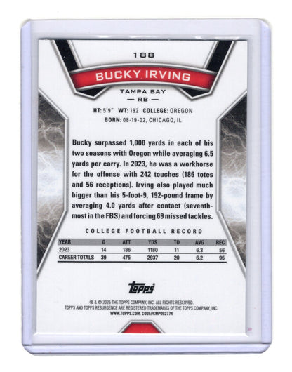 2025 Bucky Irving Rookie Card Topps Resurgence Teal Wave /249 #188 Buccaneers